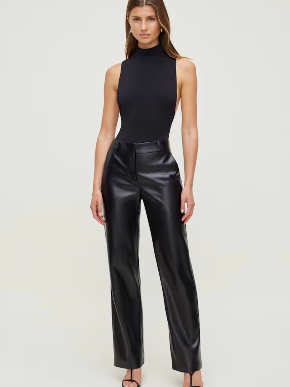 Dynamite Black Faux Leather Straight-Leg Pants